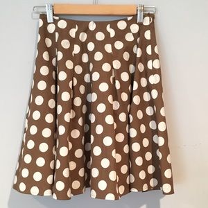 MiniBoden Girls Full 50s Style Skirt Brown with White Polka Dots, sz 9/10
